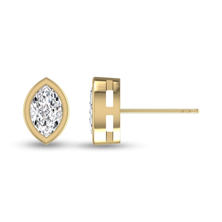 ★VINTAGE HOLLYWOOD★ [14K Gold] Bezel Pair Cut Earrings_VH2 Beautiful 2.00 Ct Pear Cut Diamond Drop & Dangle Earrings