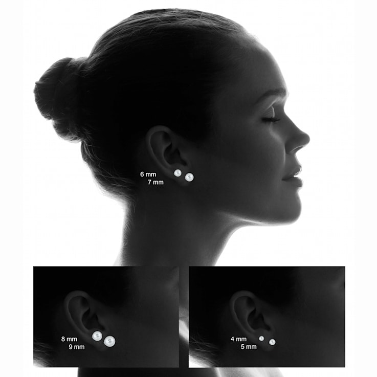 Le Reve Gold 10kt 6mm White Gold Ball Earrings