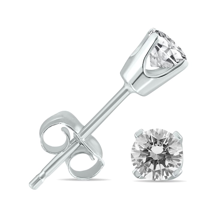 1/2 Carat TW Round Diamond Stud Earrings in 14K White Gold Setting