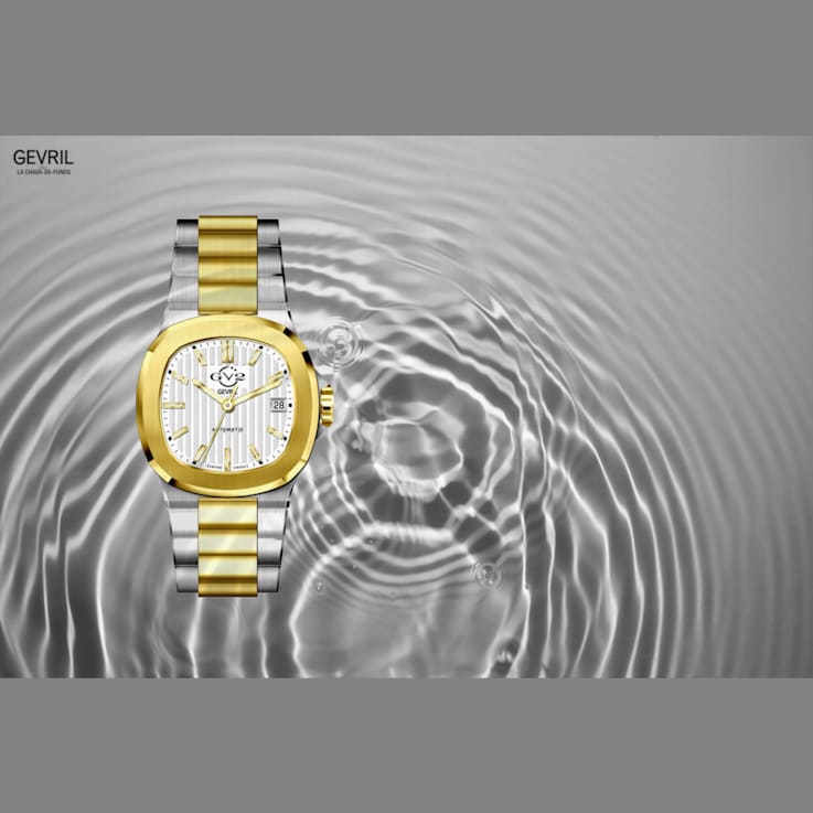 GEVRIL Watch in steel and gold-plated steel, fluted beze… | Drouot.com