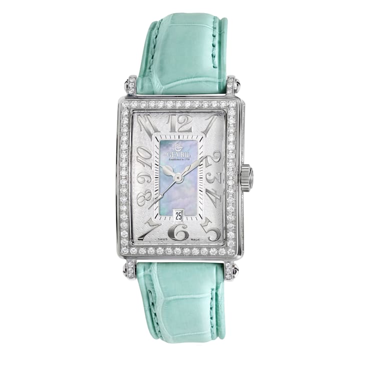 Gevril Women's Avenue of Americas Mini MOP Dial Leather Watch