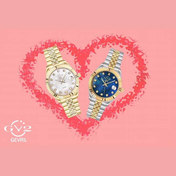GV2 by Gevril Women's Naples 12405 Swiss Quartz MOP Dial Diamond Watch