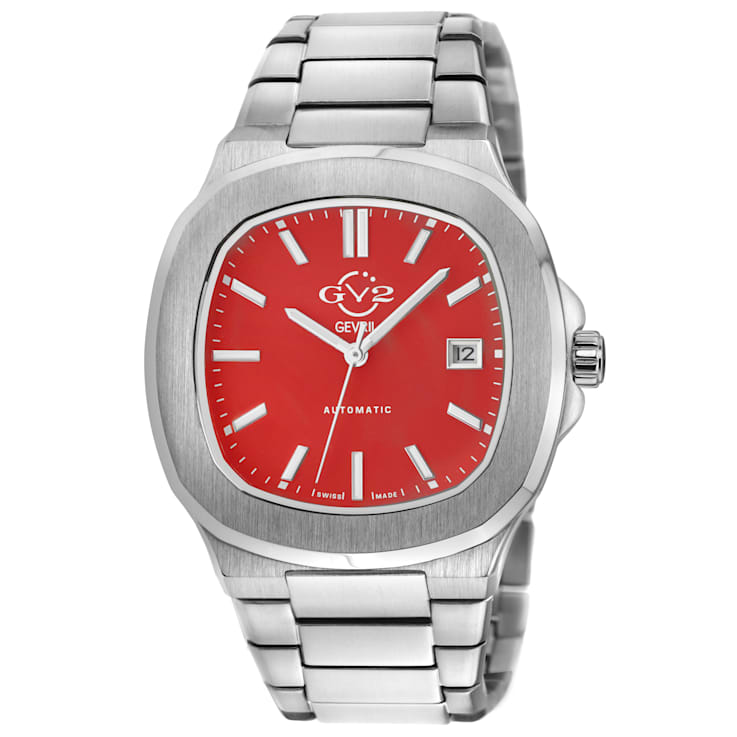 GV2 Automatic Men's Potente Red Dial 316L Stainless Steel Bracelet Watch