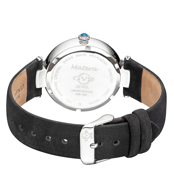 Gv2 By Gevril Women's 12800 Matera Diamonds MOP Dial Black Suede Swiss
Quartz Watch