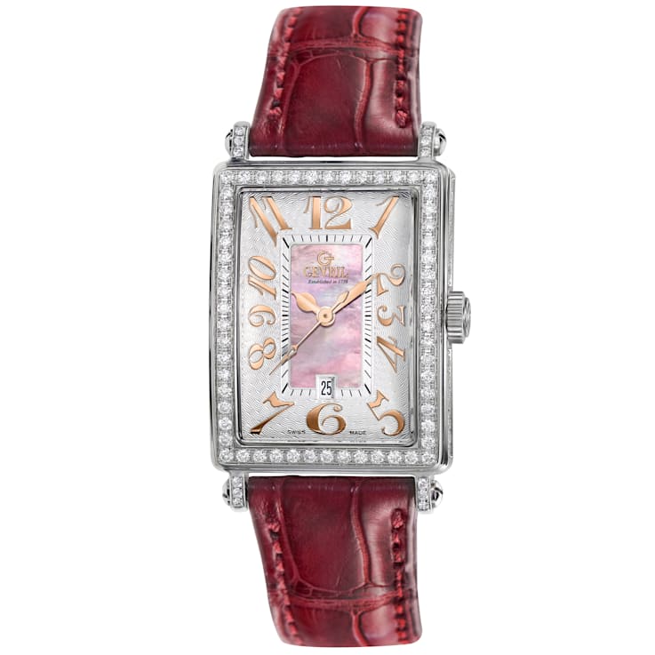 Gevril Women's Avenue of Americas Mini MOP Dial Leather Watch