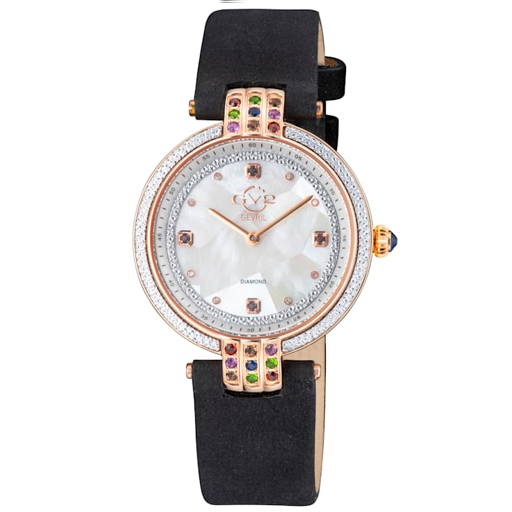 Gv2 By Gevril Women 12805 Matera Diamond MOP Dial Black Suede Swiss
Quartz Watch