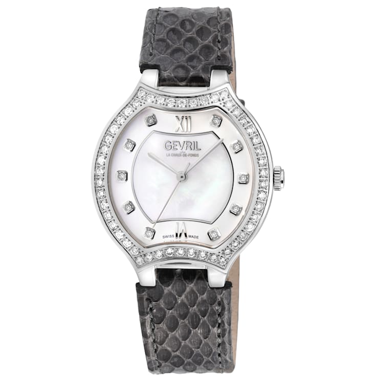 Gevril Women's Lugano Swiss Diamond Watch, Genuine Italian Handmade
Leather Strap