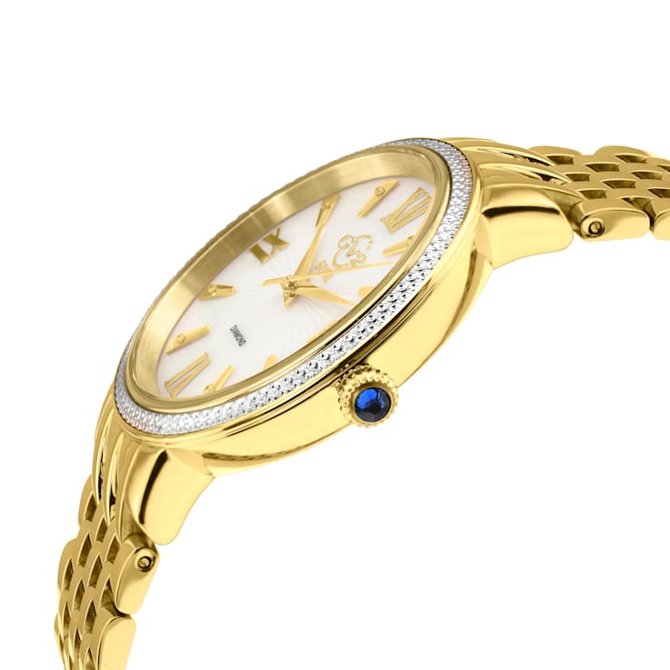 GV2 Women's Genoa White MOP Dial, Stainless Steel Diamond Watch