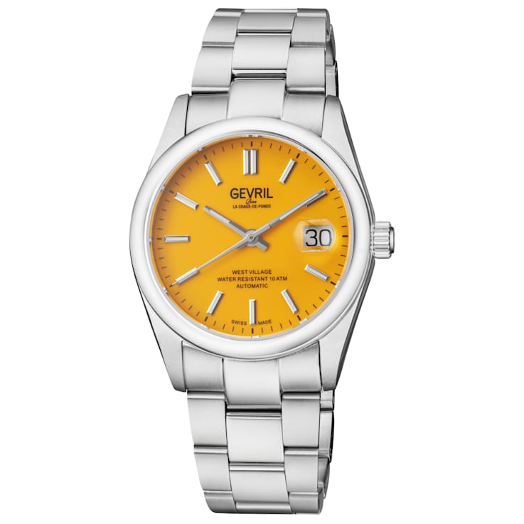 Gevril Men's Automatic West Village Yellow Dial Stainless Steel Bracelet