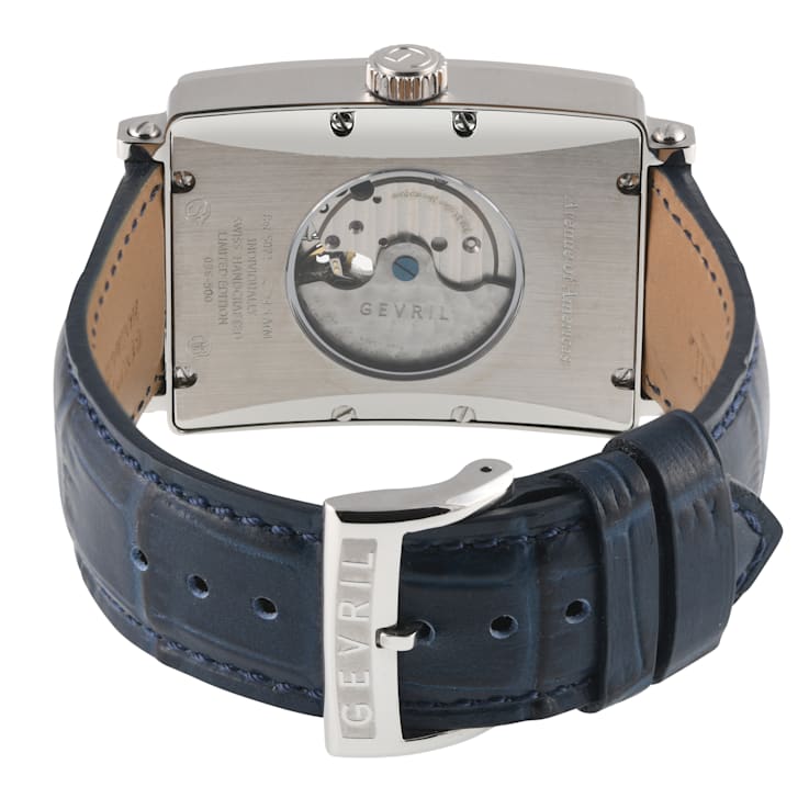 Gevril Men's  Avenue of Americas Intravedere Blue Dial Genuine Blue
Leather Strap