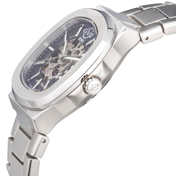 GV2 by Gevril Men's 18110 Potente Skeletal Swiss Automatic Steel
Bracelet Watch