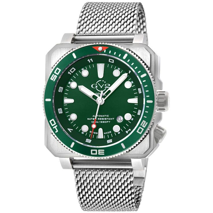 GV2 Men's XO Submarine SS Case, SS/GRN Bezel, Green Dial, Stainless
Steel Bracelet