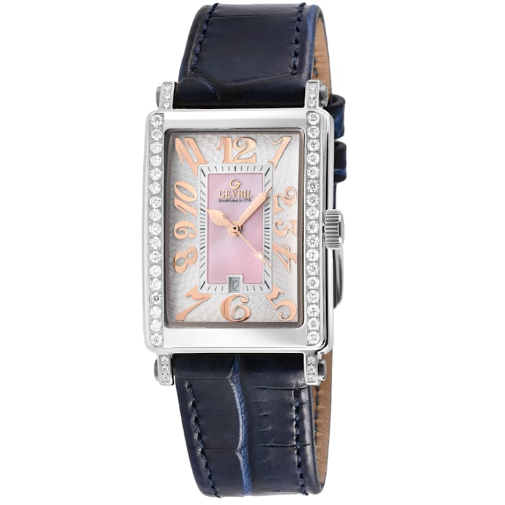 Gevril Women's Avenue of Americas Mini MOP Dial Leather Watch