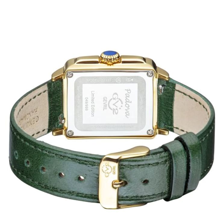 GV2 by Gevril Women's 12335 Padova Gemstone Green MOP Dial Swiss Quartz Watch
