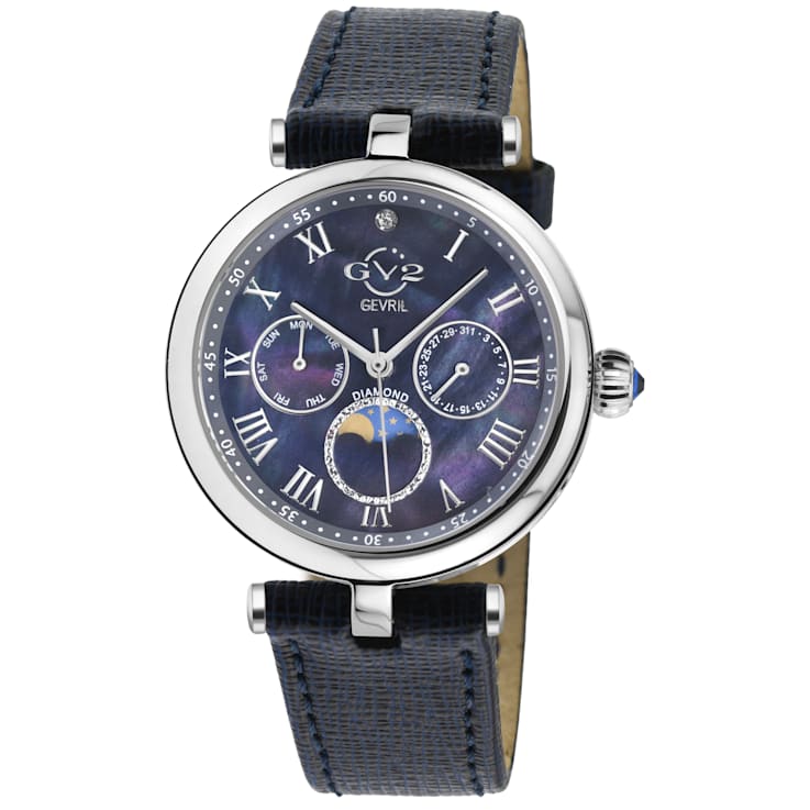 GV2 Florence Women s Blue Mother of Pearl Diamond Cut Dial Blue