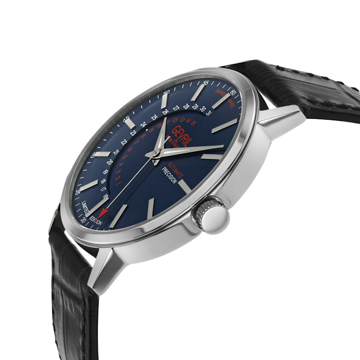 Gevril Men's Guggenheim Automatic Stainless Steel Watch, Genuine Italian
Black Leather Strap