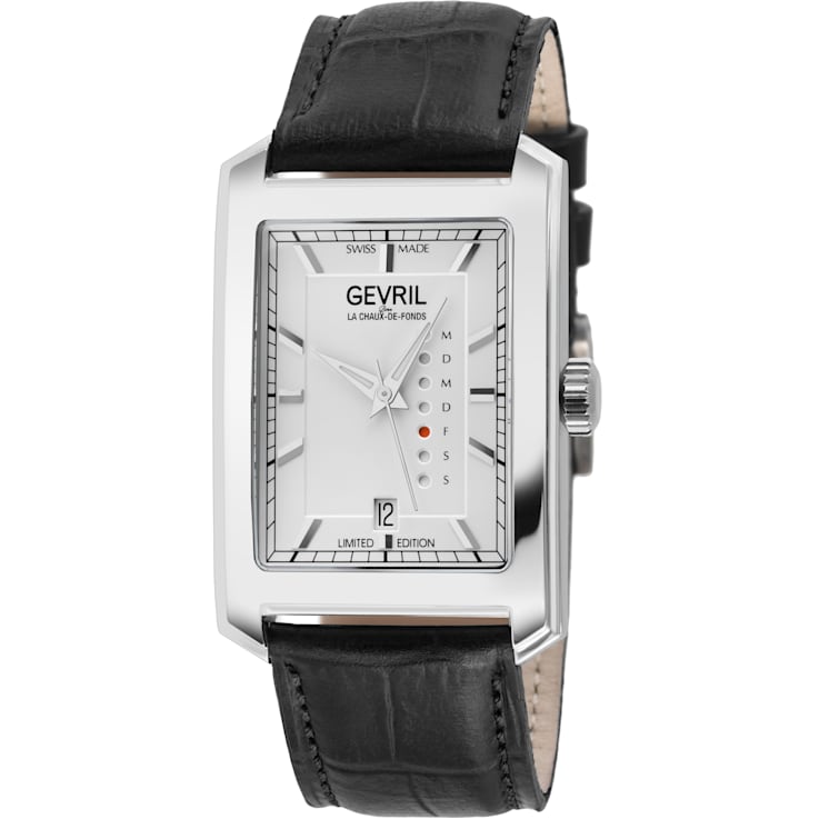 Gevril Men's Manhattanhenge Automatic Watch, Genuine Handmade Italian
Black Leather Strap