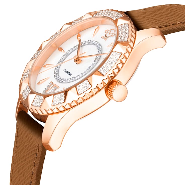 GV2 Venice Womens MOP Dial, Genuine Beige Saffiano Vegan Leather Strap