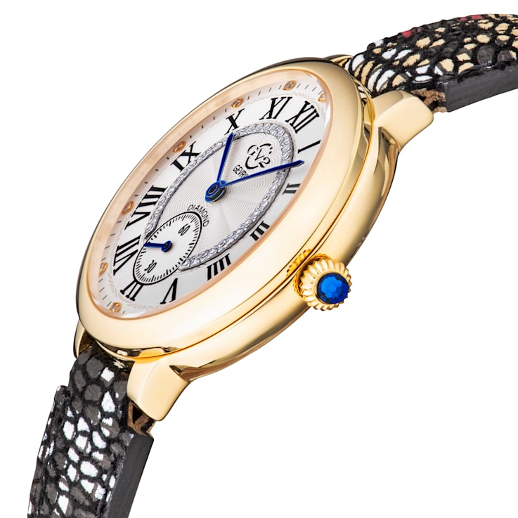 GV2 by Gevril Women's 12202S Rome Diamond Printed Leather Swiss Quartz Watch