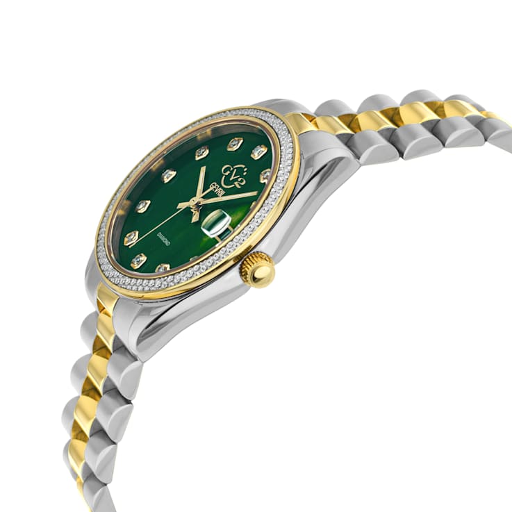 GV2 Women's Turin Diamond, Green MOP Dial, Two toned IPYG Stainless
Steel Watch
