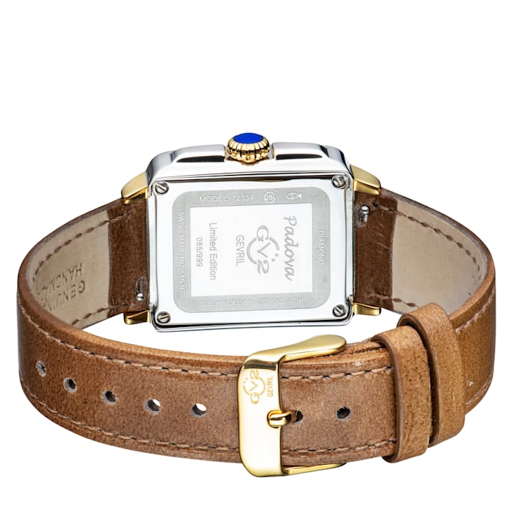 GV2 by Gevril Women's 12334 Padova Gemstone MOP Dial Swiss Quartz
Leather Watch
