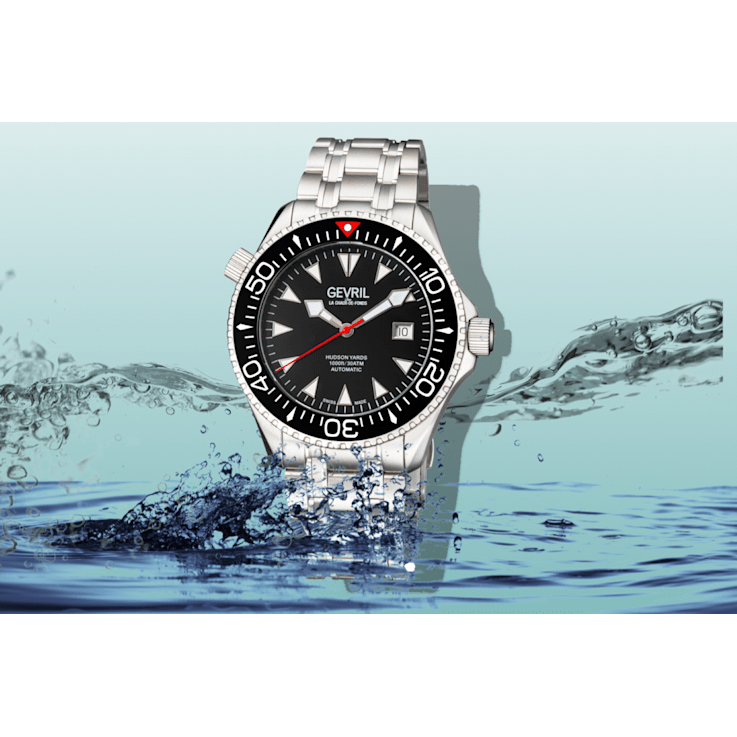 Gevril Men 48800 Hudson Yards Swiss Automatic Diver Rotating Ceramic
Bezel Watch