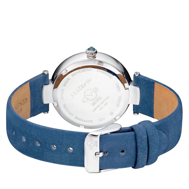 Gv2 By Gevril Women's 12801 Matera Diamonds MOP Dial Blue Suede Swiss
Quartz Wristwatch