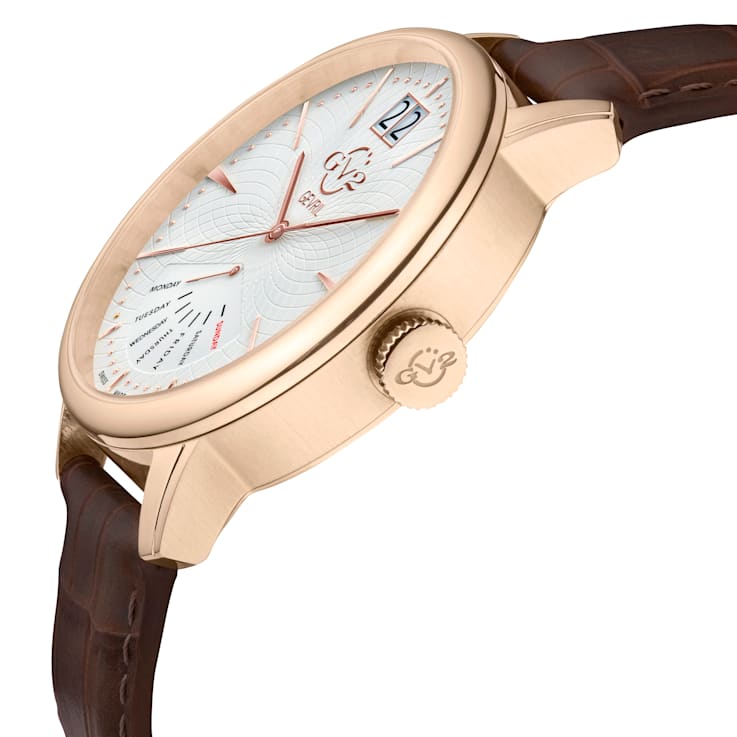 GV2 Rovescio Men's Stainless Steel Case Genuine Leather Strap Watch