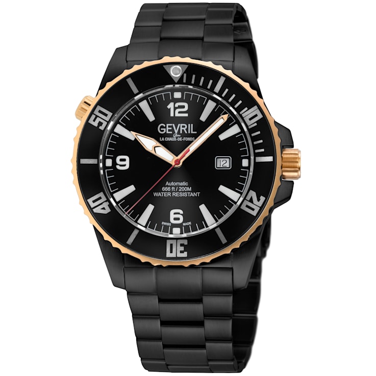 Gevril Men's Canal Street 316L Stainless Steel Case, Black, 316L
Stainless Steel SS/IPBK Bracelet.