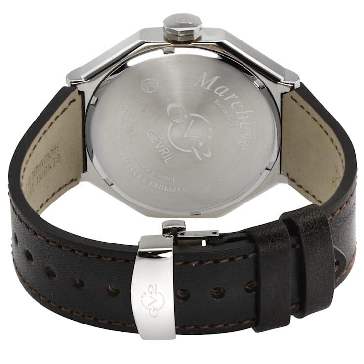 GV2 by Gevril Men's 42420 Marchese Brown Leather Day/Date Swiss Quartz Watch