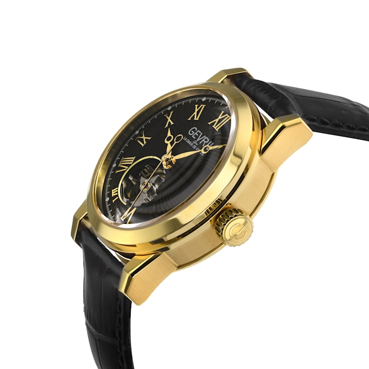 Gevril Men's Madison IPG black Dial Black Leather