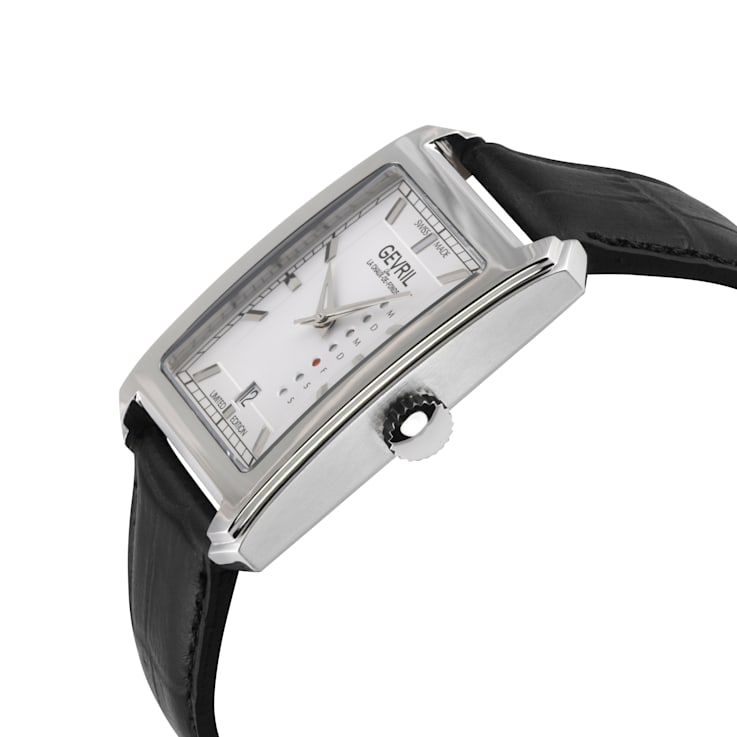 Gevril Men's Manhattanhenge Automatic Watch, Genuine Handmade Italian
Black Leather Strap