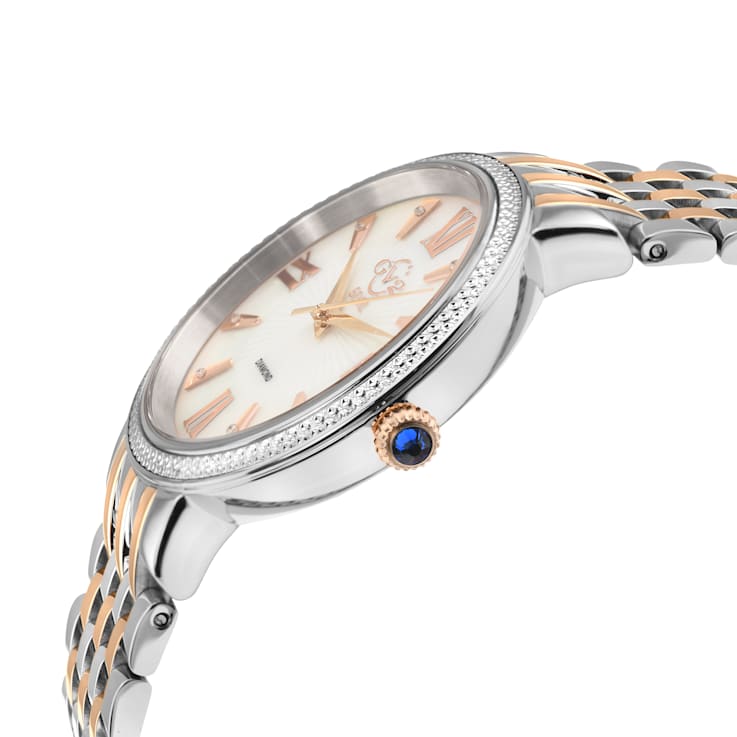 GV2 Women's Genoa White MOP Dial, Stainless Steel Diamond Watch