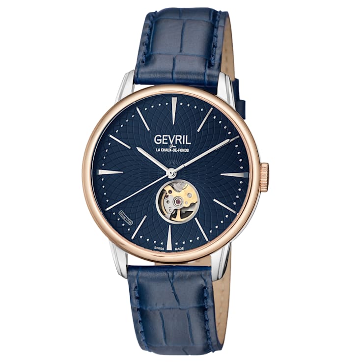 Gevril 9605 Men's Mulberry Automatic Open Heart Watch
