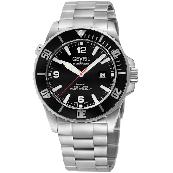 Gevril Men's Canal Street Stainless Steel Case, Black/White Dial, Two
Tone SS/IPYG Bracelet.