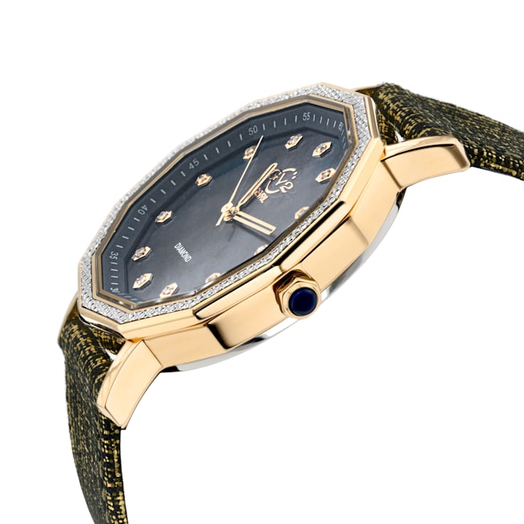 GV2 by Gevril Women's 14502 Spello MOP Dial Diamond Swiss Quartz Leather Watch