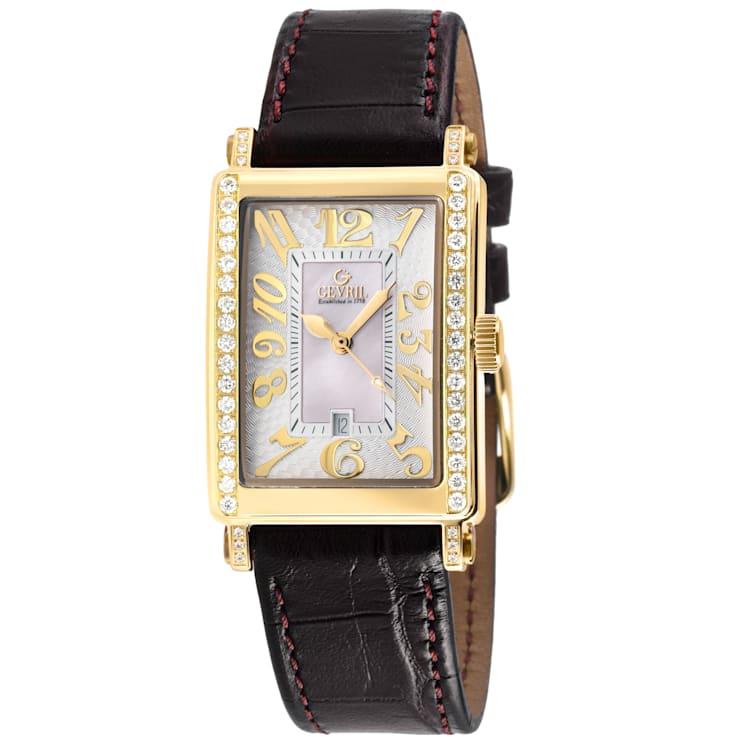 Gevril Ave of Americas Mini Women’s IPYG Stainless Steel DIamond
Case,White MOP Dial Watch