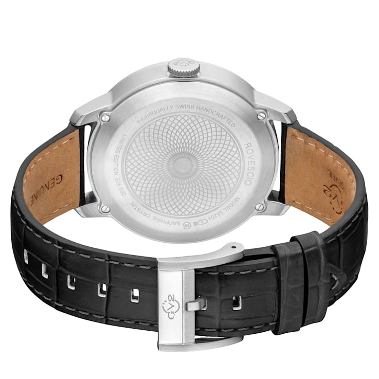 GV2 Rovescio Men's Stainless Steel Case Genuine Leather Strap Watch