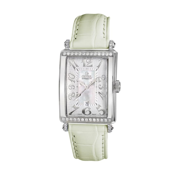 Gevril Women's Avenue of Americas Mini MOP Dial Leather Watch