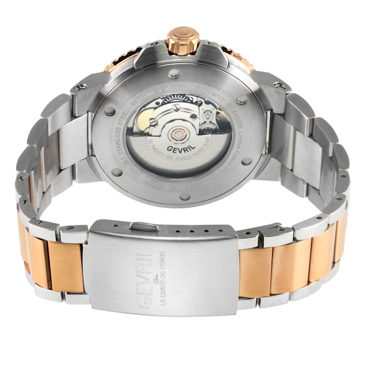 Gevril RiverSide Swiss Automatic Watch, Two toned SS/IPRG Stainelss
Steel Bracelet