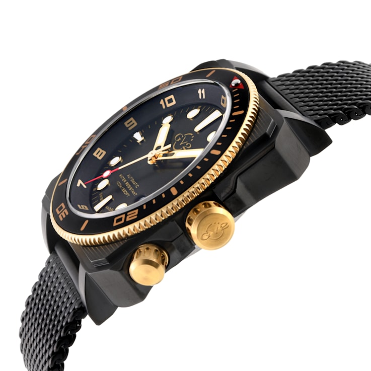 GV2 Men's XO Submarine Black Case, GP/BLK Bezel, Black Dial, Stainess
Steel Bracelet