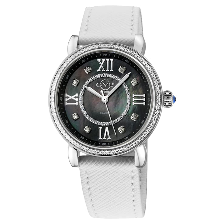 GV2 Womens Marsala Diamond Watch, Genuine White Saffiano Vegan Leather  Strap