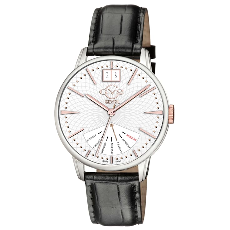GV2 Rovescio Men's Stainless Steel Case Genuine Leather Strap Watch