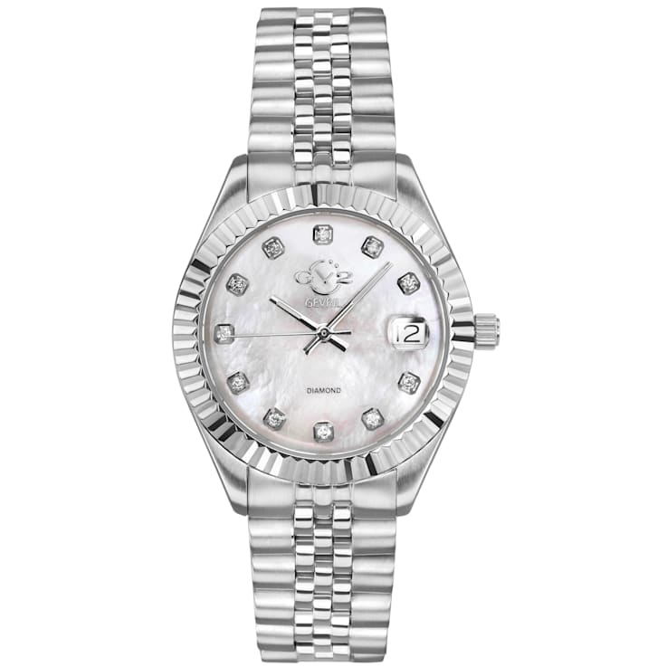 GV2 by Gevril Women's Naples 12405 Swiss Quartz MOP Dial Diamond Watch
