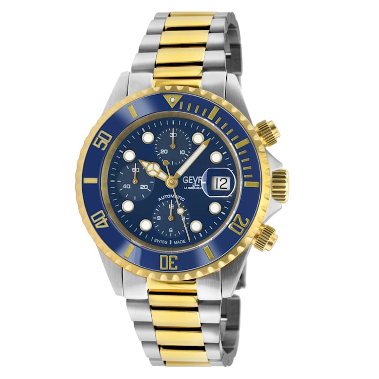 Gevril Men's Wall Street Chrono Blue Dial Blue Ceramic Bezel Two toned
IPYG Stainless Steel Bracelet