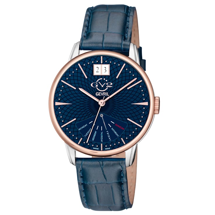 GV2 Rovescio Men's Stainless Steel Case Genuine Leather Strap Watch