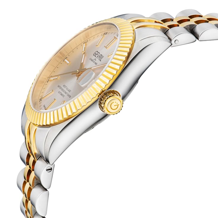 Gevril Men's Automatic West Village Silver Sunray Dial IPYG Stainless
Steel Bracelet
