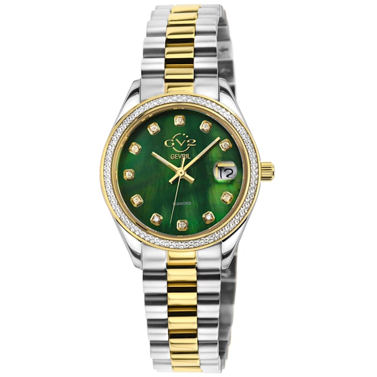 GV2 Women's Turin Diamond, Green MOP Dial, Two toned IPYG Stainless
Steel Watch