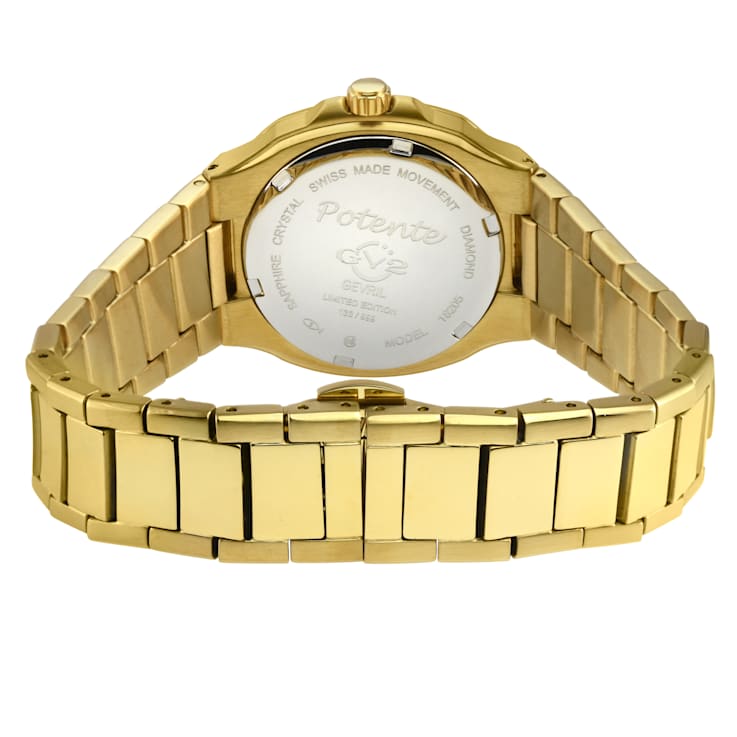 GV2 Potente Lady White MOP dial, 316L Stainless Steel IPYG Diamond Watch