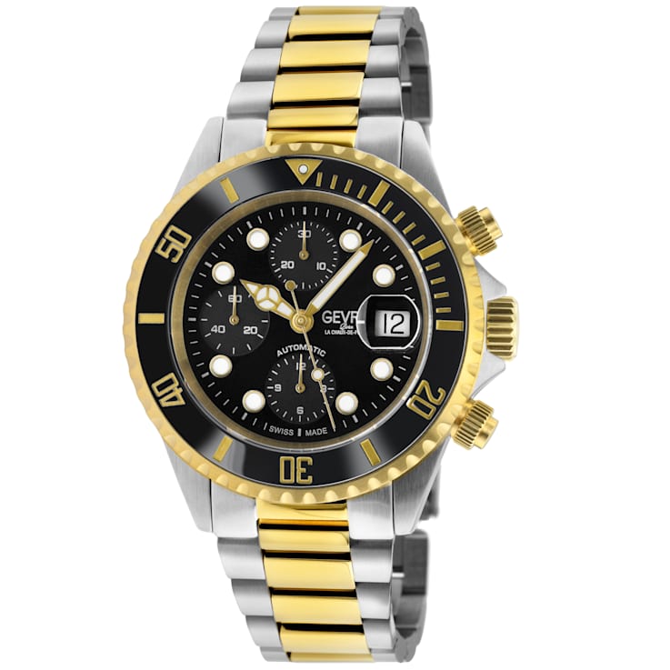 Gevril Men's Wall Street Chrono Blk Dial Blk Ceramic Bezel Two Toned
IPYG Stainless Steel Bracelet